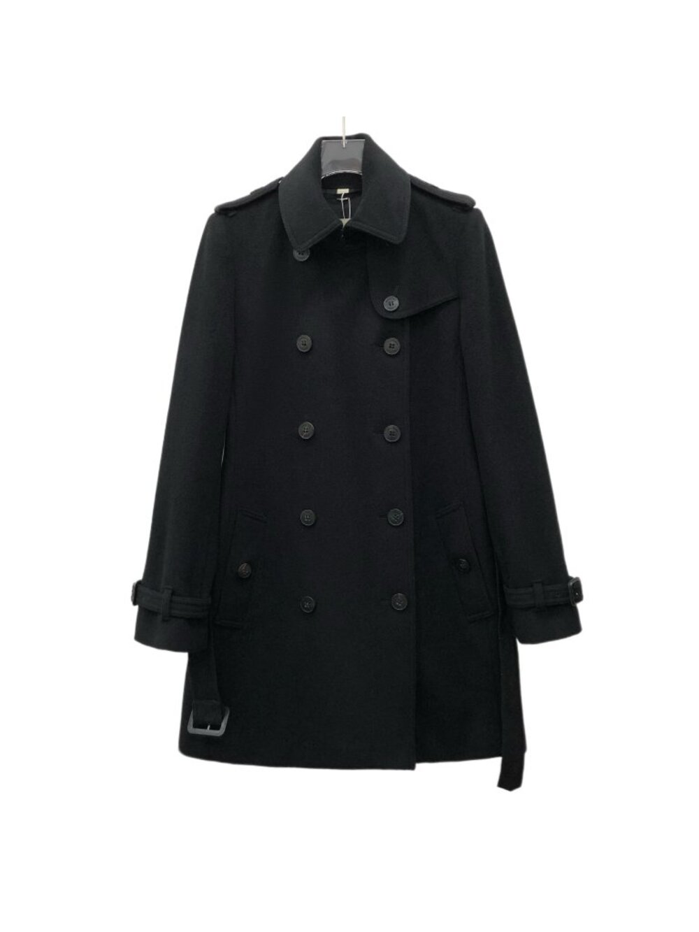 Burberry Black Wool Double-Breasted Belted Coat - Picture 1 of 7